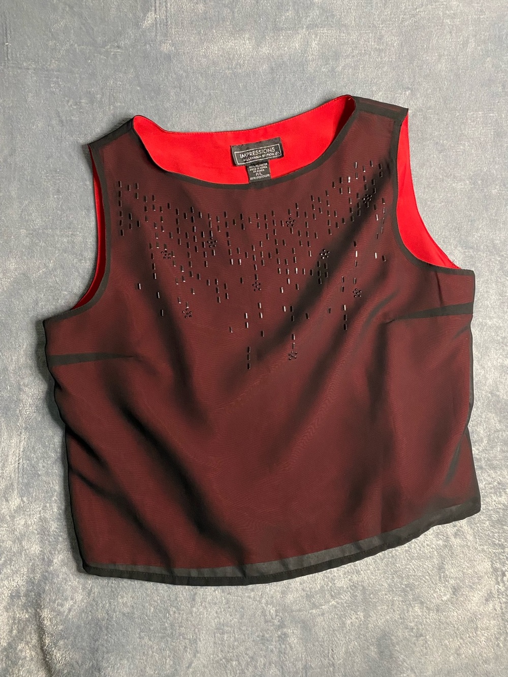 y2k Beaded Sleeveless Burgundy Tank Top size Petite Large